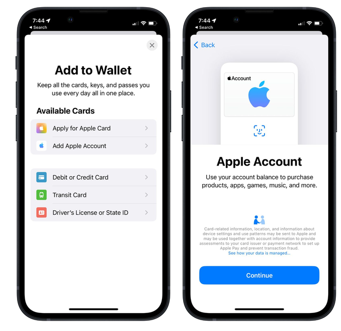 文昌苹果手机维修分享iOS 15.5钱包App如何添加 Apple 账户 
