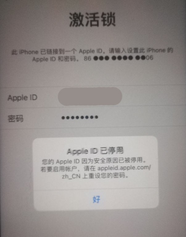 文昌苹果手机维修分享iPhone 12 出现提示“Apple ID 已停用”怎么办 